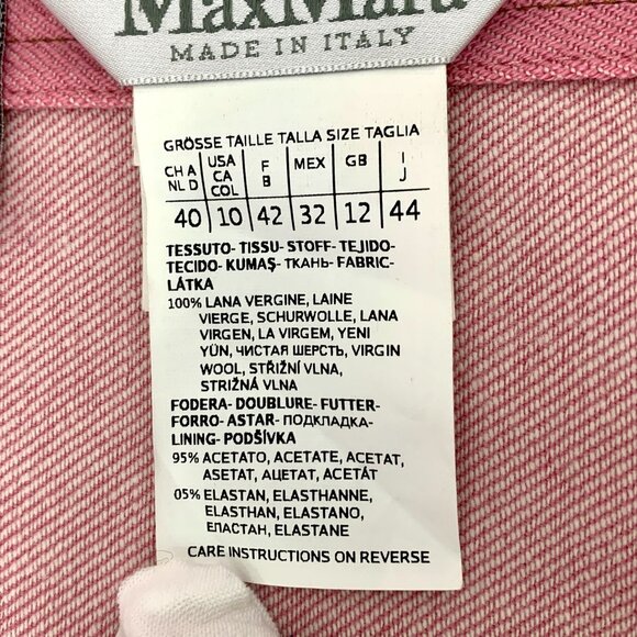 MaxMara Womens Pink Wool Blazer Jacket With Notch Lapel & Single Button Closure - Picture 5 of 6